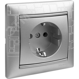 Legrand Valena 770120 Розетка 1ая с/з нем.стд. алюм.