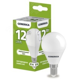 Лампа GENERICA LED12 12W E14 4000K шар матовый