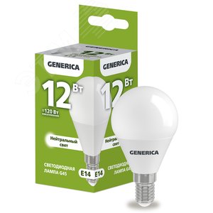 Лампа GENERICA LED12 12W E14 4000K шар матовый