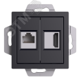 Розетка AtlasDesign ATN001082 HDMI+RG45, карбон, механизм
