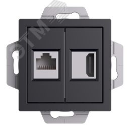 Розетка AtlasDesign ATN001082 HDMI+RG45, карбон, механизм