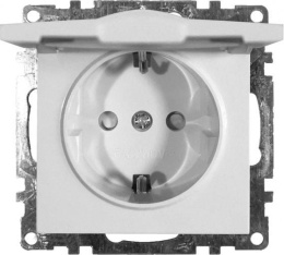 Розетка 1-местная с/з STEKKER GLS16-7112-01 и с крышкой,(механизм)  белая, серия КАТРИН