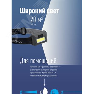 Фонарь КОСМОС KOC-H101-COB налобный 3вт