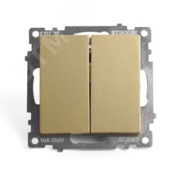 Выключатель STEKKER GLS10-7102-08 2кл золото, (механизм) серия КАТРИН