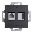 Розетка AtlasDesign ATN001082 HDMI+RG45, карбон, механизм