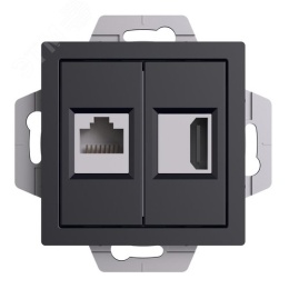 Розетка AtlasDesign ATN001082 HDMI+RG45, карбон, механизм