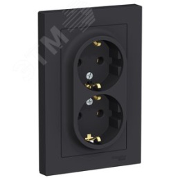 Розетка AtlasDesign ATN001024 2ая с/з карбон, механизм