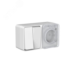 Блок AtlasDesign PROFI54 ATN543074 розетка с/з +2 кл выкл., серый