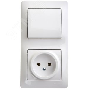 Блок GLOSSA GSL000160 розетка + 1кл выключатель белый