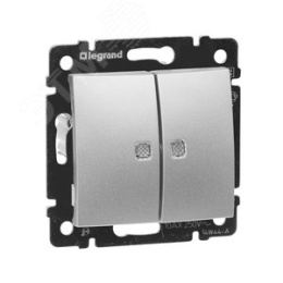 Legrand Valena 770128 Выключатель 2кл c подсв. алюм. 