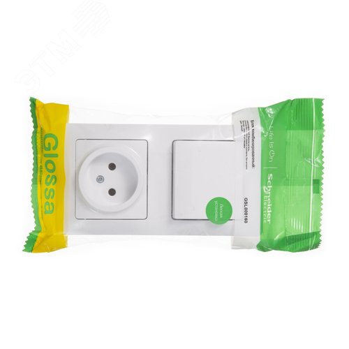 Блок GLOSSA GSL000160 розетка + 1кл выключатель белый