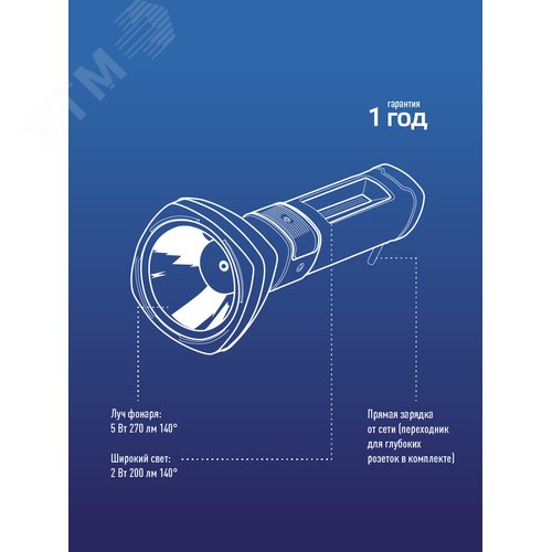 Фонарь Космос KOCAc7035WLED 5w 3режима