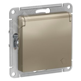 Розетка AtlasDesign ATN000546 c/з штор., с крышкой, механизм шампань