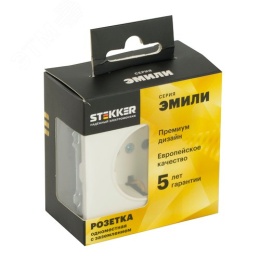 Розетка STEKKER RST16-5110-01 1ая c/з белый фарфор, серия ЭМИЛИ