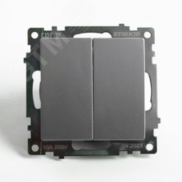 Переключатель STEKKER GLS10-7107-03, 2кл серебро, (механизм) серия КАТРИН