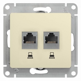 Розетка GLOSSA GSL000285KK RJ45+RJ45 бежевый