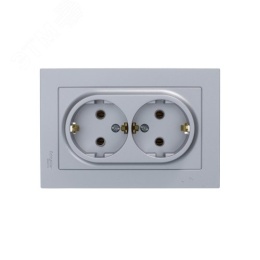 Розетка AtlasDesign ATN000324 2ая c/з механизм, алюминий