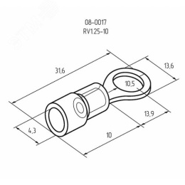 Наконечник REXANT 08-0017 кольцевой изолированный (VR 1.25-10) 0,5-1,5мм 