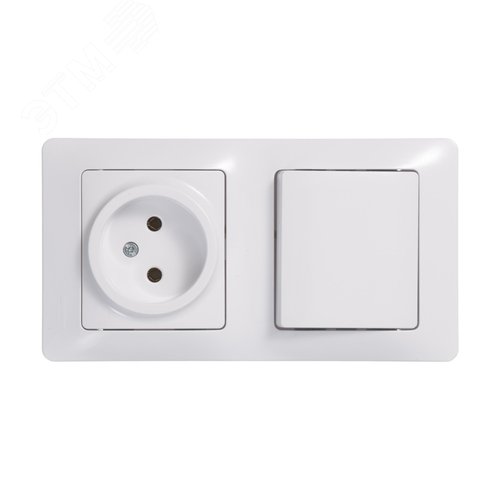 Блок GLOSSA GSL000160 розетка + 1кл выключатель белый