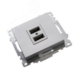 Розетка USB STEKKER GLS10-7115-03 2-местная серебро (механизм) серия КАТРИН