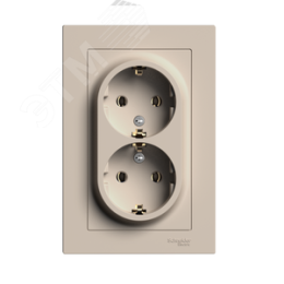 Розетка AtlasDesign ATN001224 2ая с/з песочный, механизм
