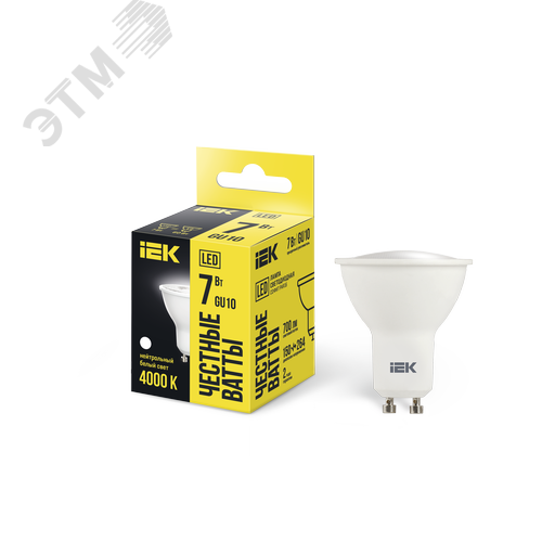 Лампа IEK LED7 GU10 7W 4000K 