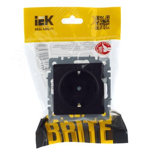 Розетка IEK BRITE 1-ная c/з черный
