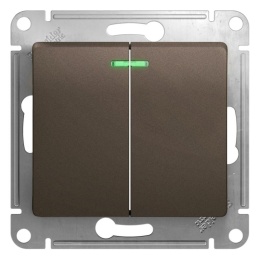 Выключатель GLOSSA GSL000853 2кл с инд., механизм, шоколад