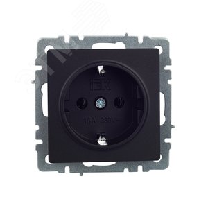 Розетка IEK BRITE 1-ная c/з черный