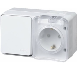Блок AtlasDesign PROFI54 ATN540170 розетка с/з +1 кл выкл., белый