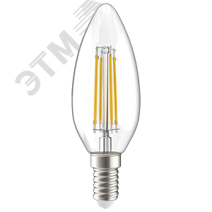 Лампа IEK LED5 5W С37 E14 3000K свеча филамент прозрачный