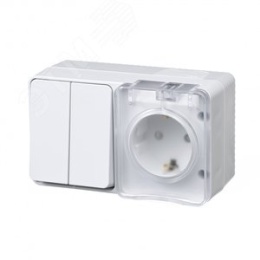 Блок AtlasDesign PROFI54 ATN540174 розетка с/з +2 кл выкл., белый
