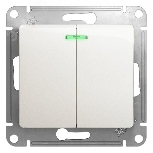 Выключатель GLOSSA GSL000653 2кл с подс, механизм, перламутр
