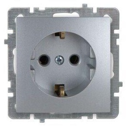 Розетка NILSON 24130417 СУ 1ая с\з серебро