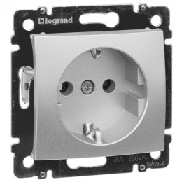 Legrand Valena 770120 Розетка 1ая с/з нем.стд. алюм.