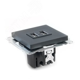 Розетка USB STEKKER GLS10-7115-05 2-местная черный (механизм) серия КАТРИН