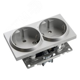 Розетка 2-местная с/з STEKKER GLS16-7114-03 серебро, (механизм) серия КАТРИН