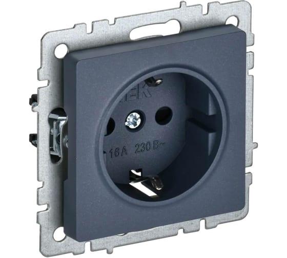 Розетка IEK BRITE 1-ная c/з маренго