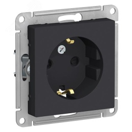 Розетка AtlasDesign ATN001045 с/з  со шторками, карбон, механизм