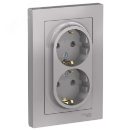 Розетка AtlasDesign ATN000324 2ая c/з механизм, алюминий