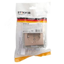Розетка 1-местная с/з STEKKER GLS16-7110-02 со шт. шампань,(механизм)  серия КАТРИН