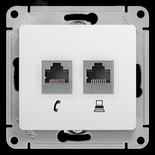 Розетка GLOSSA GSL000185 RJ11*RJ45 в рамку белая