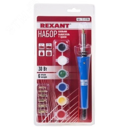 Паяльник-выжигатель REXANT 12-0186 30вт 6 насадок 