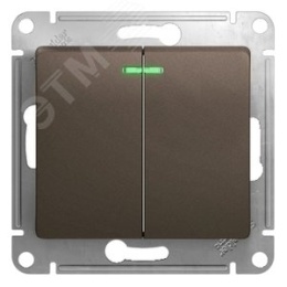 Выключатель GLOSSA GSL000853 2кл с инд., механизм, шоколад
