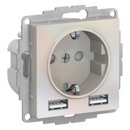 Розетка AtlasDesign ATN000430 USB 5V/2.4A  2*5/1.2A  механизм, жемчуг