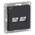 Розетка AtlasDesign ATN001085 RJ45+RJ45 карбон, механизм