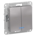 Выключатель AtlasDesign ATN000353 2кл с подсв., алюминий, механизм