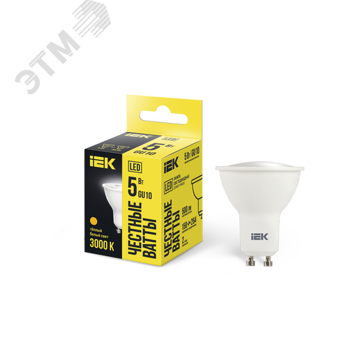 Лампа IEK LED5 GU10 5W 3000K 