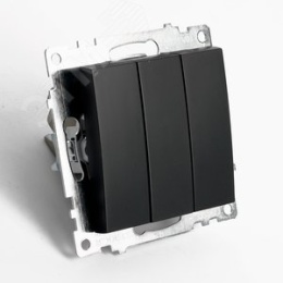 Выключатель STEKKER GLS10-7108-05, 3кл черный, (механизм) серия КАТРИН