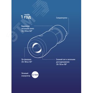 Фонарь Космос KOCAc6017LED 3w+7w аккум. кемпинг